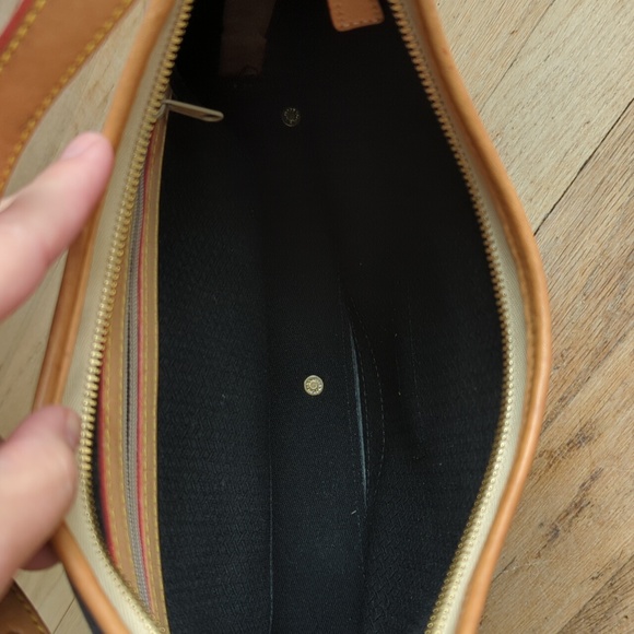 Dooney & Bourke Blue and Tan Canvas Shoulder Bag - Picture 3 of 12